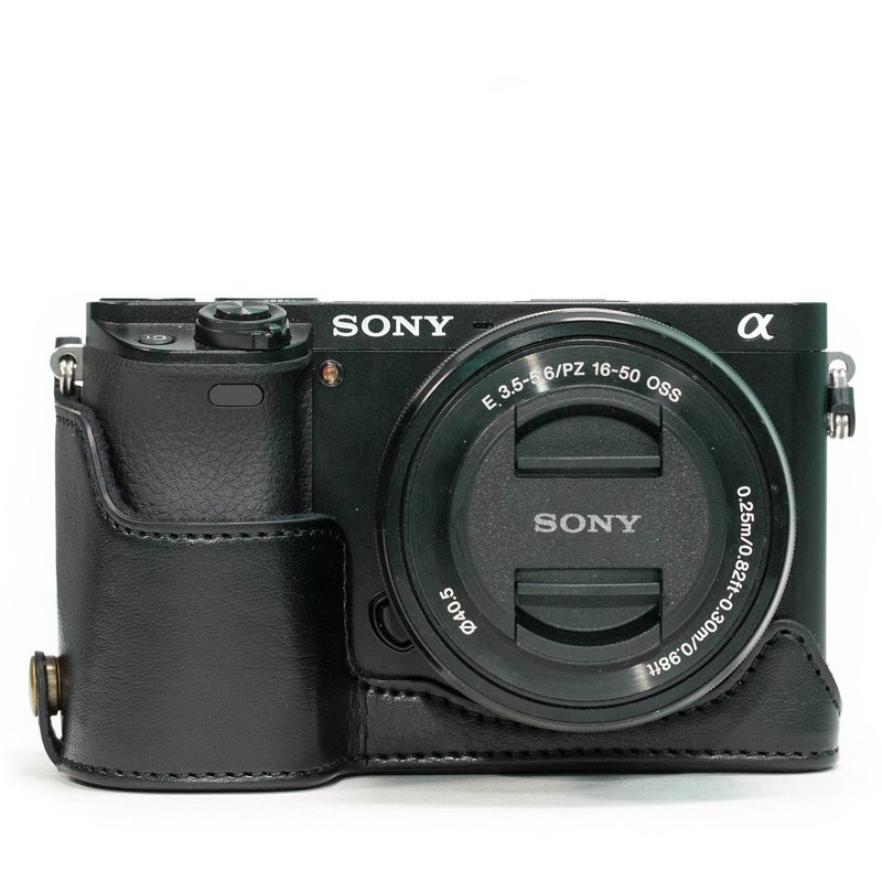 MegaGear MG960 Sony Alpha A6300  A6000 Ever Ready Leather Camera Half Case and Strap  with Battery Access  Black - Image 4